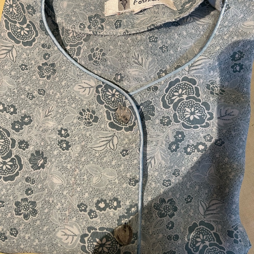 Floral Blue Button-Up Shirt